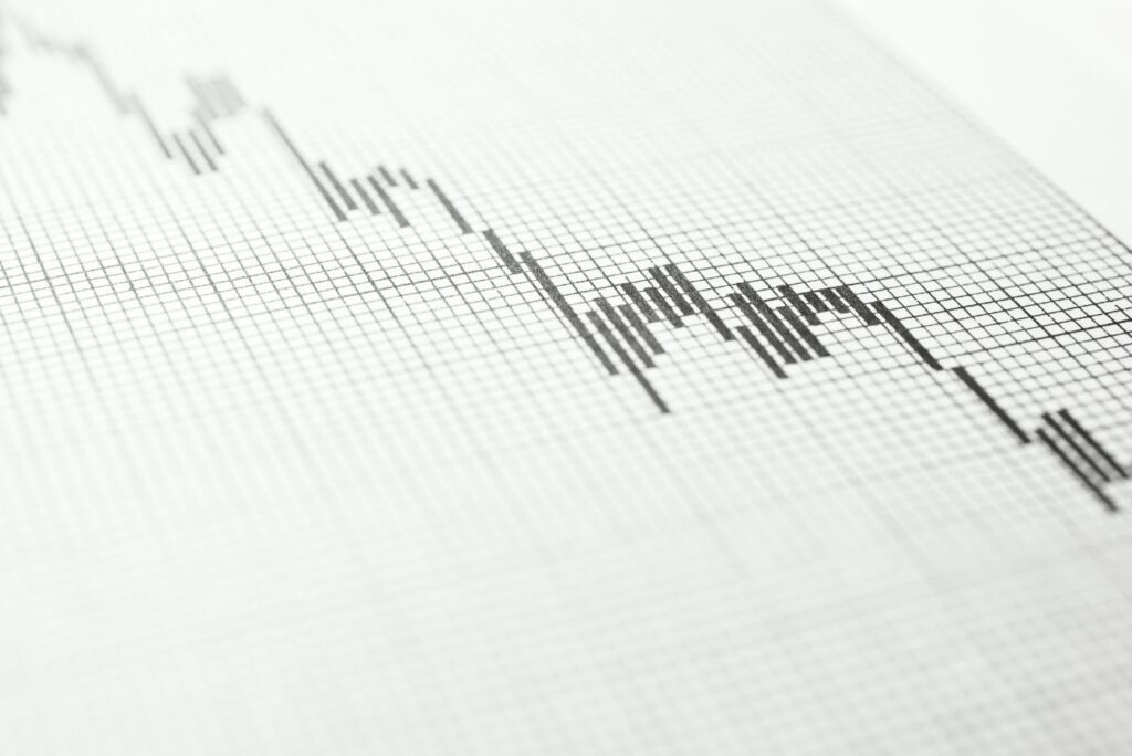 stock market chart showing a downward trend